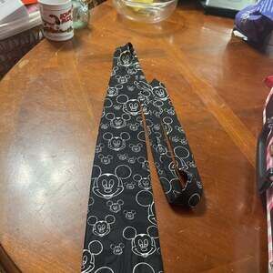 Disney Black Mickey Mouse Head Pattern Neck Tie